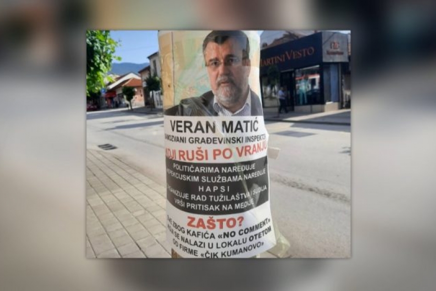 Vranje oblepljeno plakatima Verana Matića, on poručuje da ga neće uplašiti